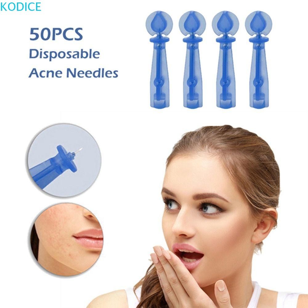 KODICE 50 ชิ้น/กล่องทิ้งเข็มสิว, Blackhead Remover Pimple Pins Blackhead Remover เครื่องมือ, Pimple 