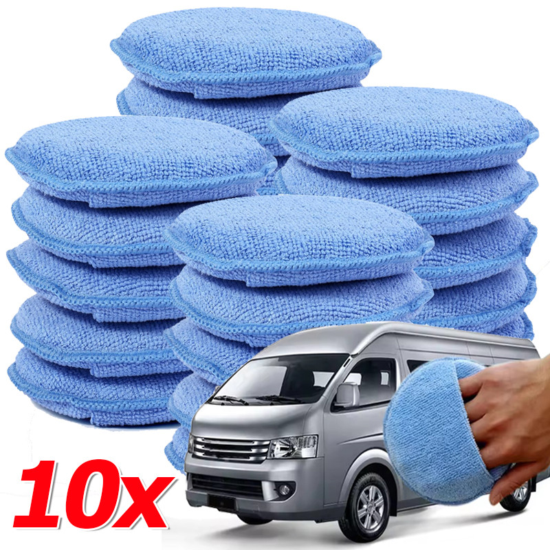 3-10 ชิ้นรถ Detailing Applicator Pads พร้อมกระเป๋านิ้ว - Car Care Wax Polish Sponges - เครื่องมือทําความสะอาดรถยนต์ไมโครไฟเบอร์แบบนุ่ม