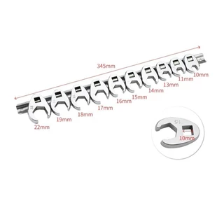 QUIBLO 10 ชิ้น/เซ็ต Crowfoot ประแจ,เหล็กคาร์บอน 3/8 นิ้วไดรฟ์ Open End Spanner, เมตริกเท้า 10-22 มม.ฮอร์นประแจสําหรับประแจแรงบิดชุดคีย์