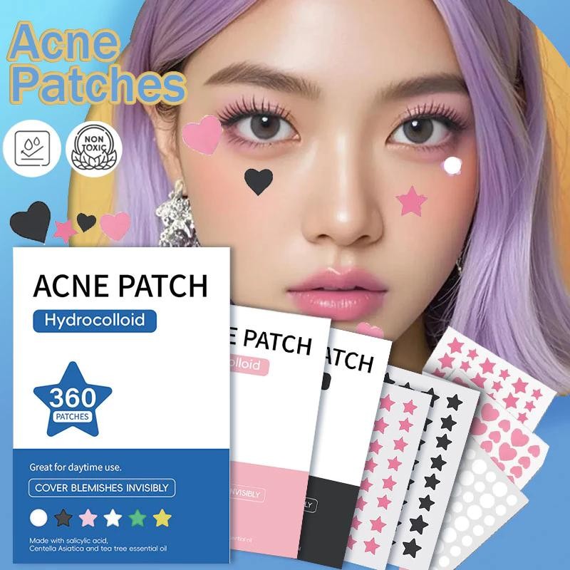แผ่นแปะสิวสําหรับใบหน้าแผ่นแปะสิวไฮโดรคอลลอยด์สีสันสดใสผ้าคลุมดาวน่ารักสําหรับใบหน้าสติกเกอร์จุดพร้อ