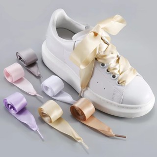 เกาหลี Elegant Tredy กว้างซาตินผ้าไหมริบบิ้นเชือกผูกรองเท้าส…
