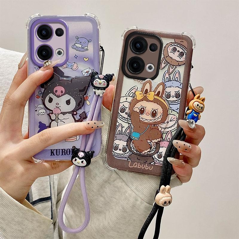 กรณีใช้งานร่วมกับสําหรับ OPPO Reno 13 5G CPH2689 Clear TPU สี่มุมป้องกันการ์ตูนน่ารัก 3D ตุ๊กตาป้องก