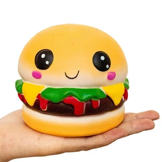 ELLIEJAM Squishy Fidget Toy, Jumbo Expression PU Squeeze Toys, เค้กช็อคโกแลตแฮมเบอร์เกอร์พิซซ่าวาฟเฟิล Popcorn ความเครียดบรรเทาของเล่นเด็กของขวัญ