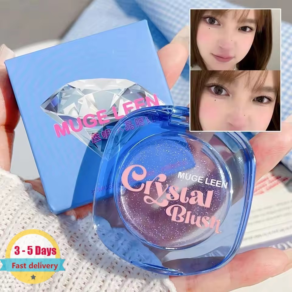 [3-5 วันมาถึง]บลัชออนแบบห้อยสีอบอุ่นสําหรับการใช้งานหลากหลาย | MUGE LEEN Hypoallergenic Crystal Texture, Buildable Natural Flush on Cheeks/Eyelids/Lips, 3g Compact Design