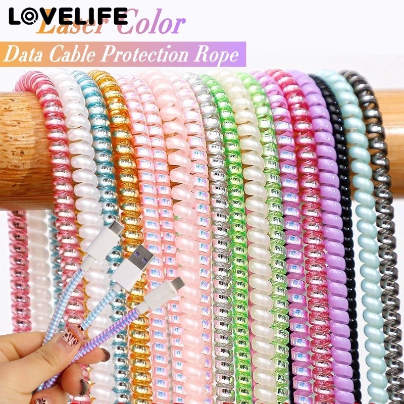 [3ค&อัตโนมัติ]เคสป้องกันสาย ยูเอสบี ทนทาน - วัสดุ ทีพียู ตัวป้องกันสายไฟพร้อมการออกแบบต่อต้านริ้วรอย, 5 สีเลเซอร์สําหรับเครื่องชาร์จ/การป้องกันหัว