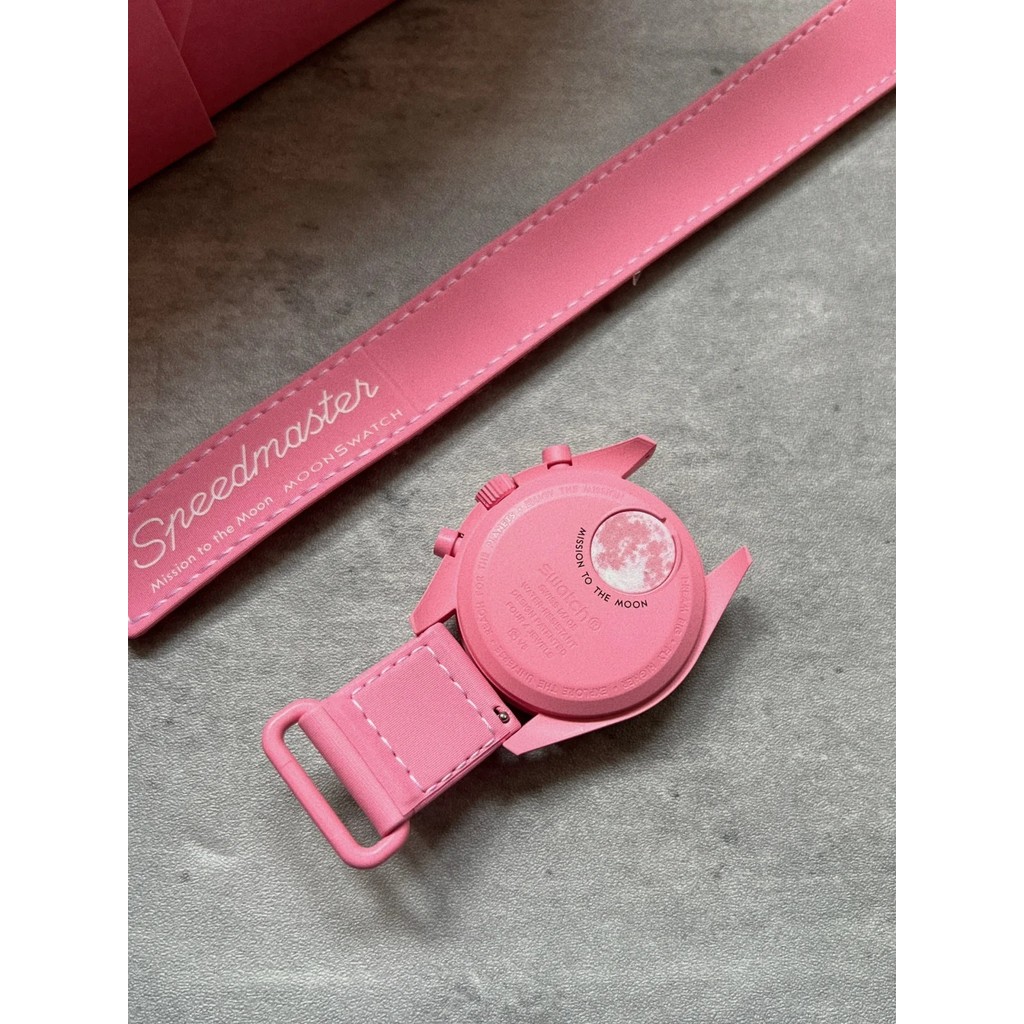 MoonSwatch MISSION TO THE PINK MOONPHASE ใหม่นาฬิกาผู้ชายฟังก์ชั่นเต็มรูปแบบ Quarz Chronograph Luminous นาฬิกาข้อมือ