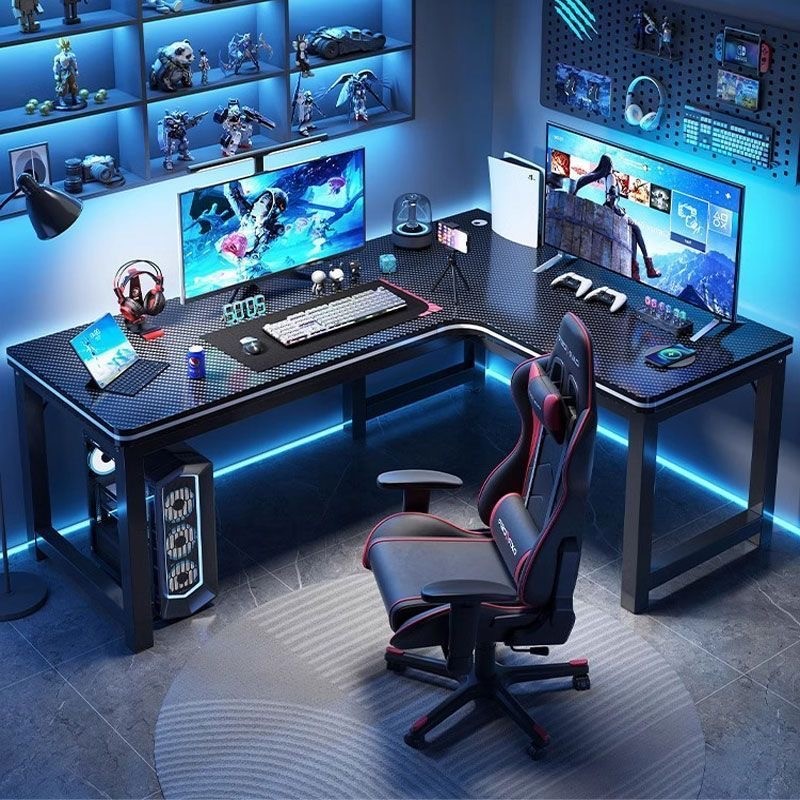 โต๊ะเกม 140CMโต๊ะคาร์บอนไฟเบอร์ โต๊ะคอมพิวเตอร์เข้ามุม ทรงตัว L กระดานที่หนาขึ้น สามารถใช้งานได้สองคน