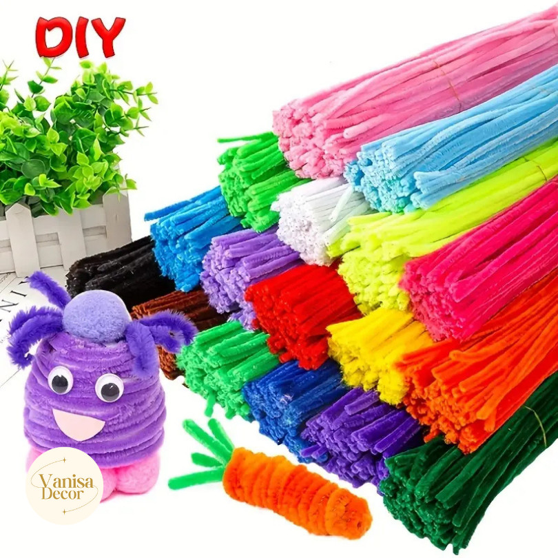 (บรรจุ100เส้น) สินค้าพร้อมส่ง ลวดกำมะหยี่ DIY มัดแยกสี สร้างสรรค์งานประดิษฐ์ต่างๆ สำหรับงานฝีมือ สีสันสดใส สินค้าขายดี