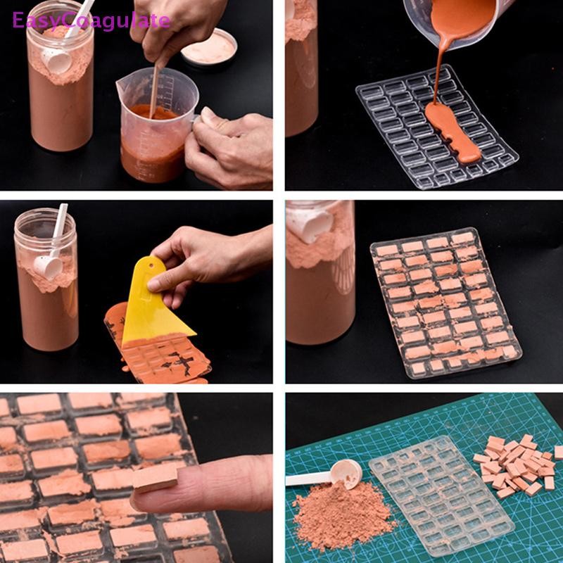 Eas 1 PC ตารางทรายอาคารทําอิฐซิลิโคนแม่พิมพ์อิฐบ้านหลังเล็กชุดทําด้วยมือ DIY ตกแต่งบ้าน Ate