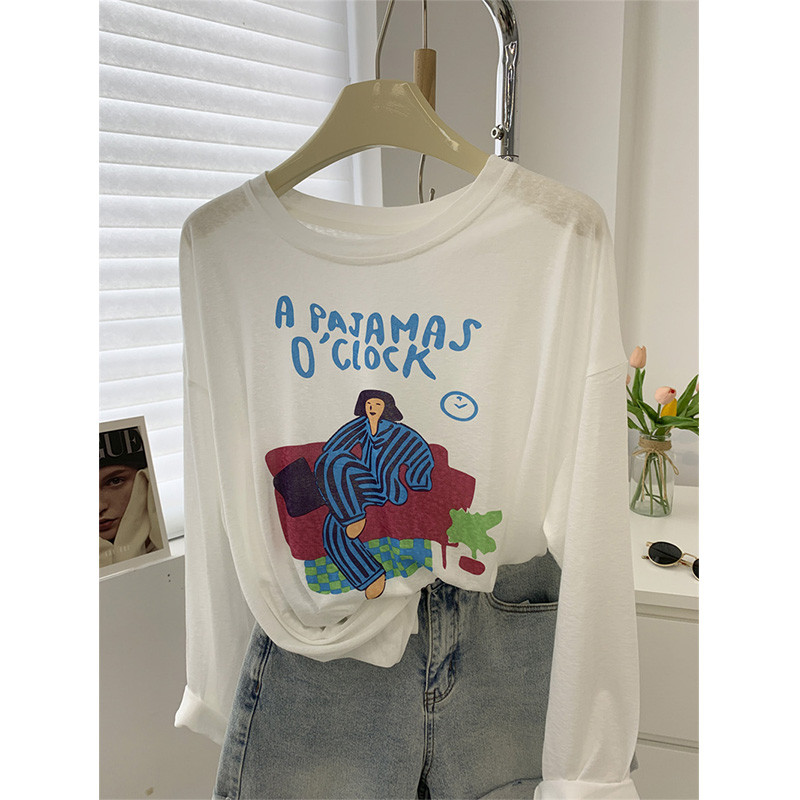 ส่งไวจากไทย TAYCEN M-2XL เสื้อกันแดด ผู้หญิง เกาหลี แขนยาว ลายพิมพ์ เสื้อ oversize เสื้อสาวอวบ โอเวอร์ไซส์