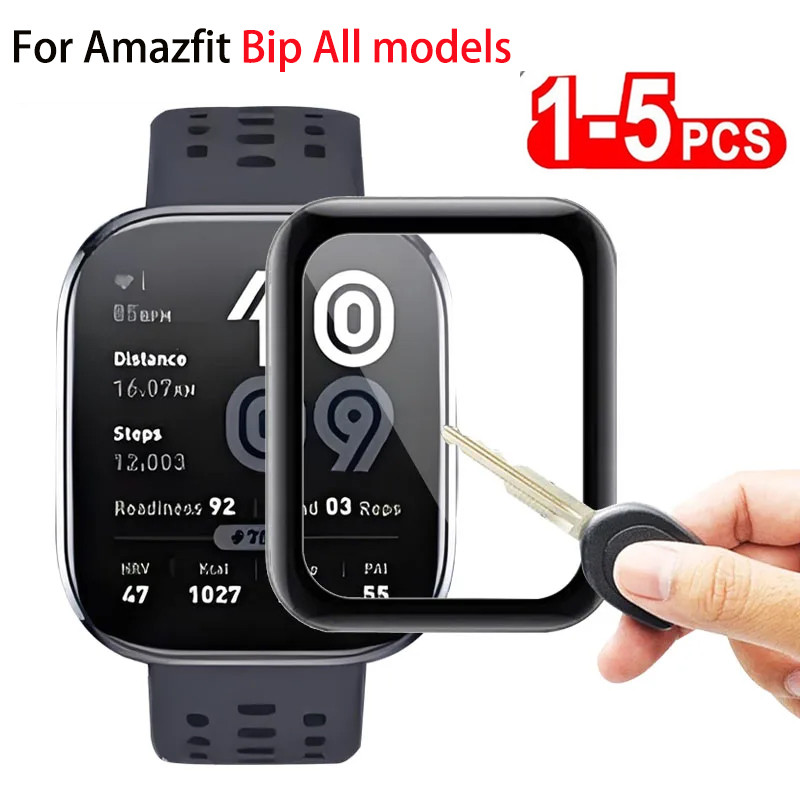 1-5PCS 3D ป้องกันหน้าจอป้องกันฟิล์มสําหรับ Amazfit Bip 6 / 5 / Bip 5 Unity / Bip 3 Pro U Pro Bip S เต็มรูปแบบป้องกันฟิล์ม