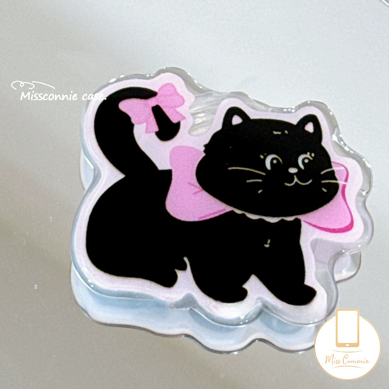 การ์ตูนสนุกน่ารักลูกแมวสีดําที่วางโทรศัพท์แมวน่ารักยืนกลับสติกเกอร์เบรกสร้างสรรค์ ราคา ถูกที่สุด ดีลบีเคเค แกลเลอรีภาพที่ 5