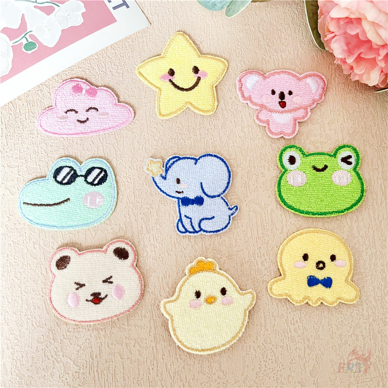♚ Q Sweet Animals / Star / Cloud Self-adhesive Patch ♚ 1 ชิ้น DIY เย็บบนเหล็กบนป้ายแพทช์