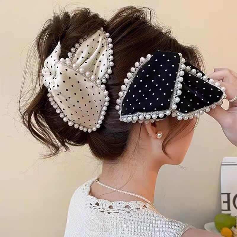 High-End Pearl Polka Dot กิ๊บติดผมหญิงกลับหัวClamp รูปที่ 2