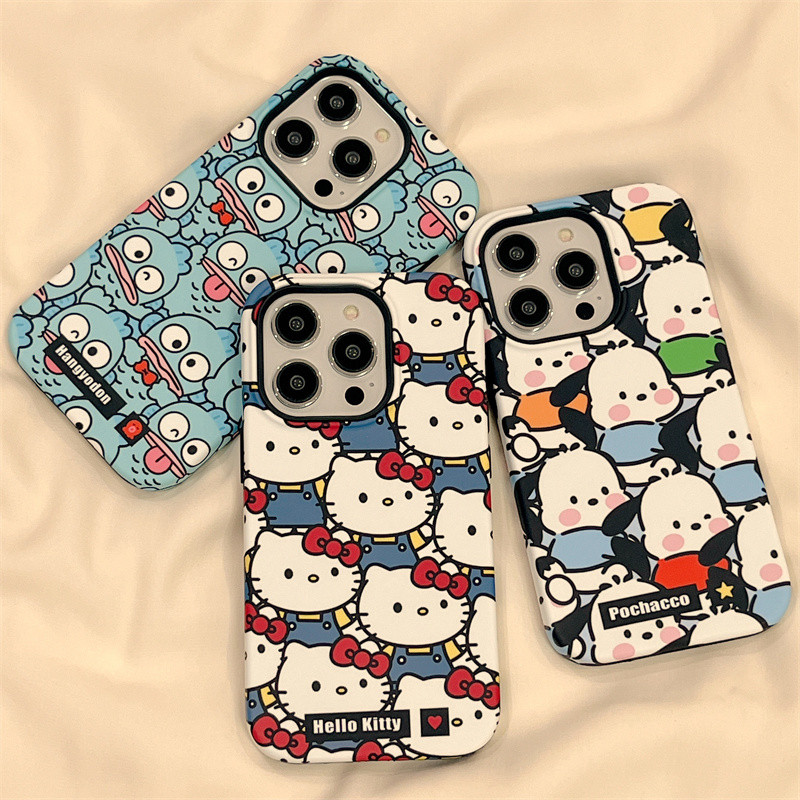 เคสโทรศัพท์แมวสีน้ำเงินน่ารักแบบเต็มหน้าจอ ใช้ได้กับ iPhone 15 14Pro 16ProMax XSMAX 13ProMax 15ProMax 7/8 Plus 11 12 16Pro XS 14ProMax เคสซิลิโคนแข็งแบบสองในหนึ่งเดียว กันกระแทก