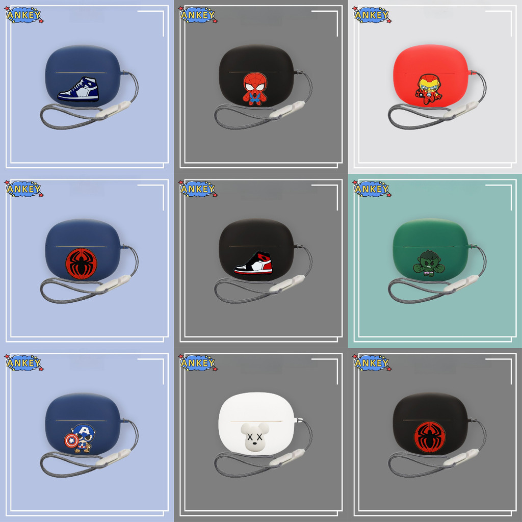 Case for QCY Crossky C50 Earphone Silicone Earbuds Cute Boy Soft Protective Headphone Cover Headset Skin With Rope