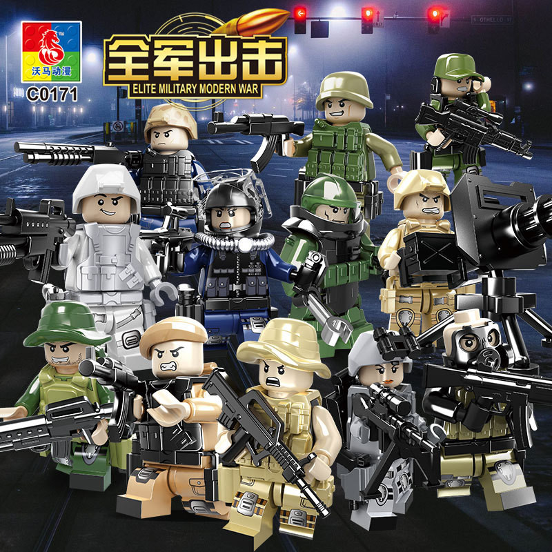 Woma ใช้งานร่วมกับ Lego Building Blocks ตํารวจ 12 Army Minifigures 6-12 ปีเด็กการศึกษาของเล่น C0171