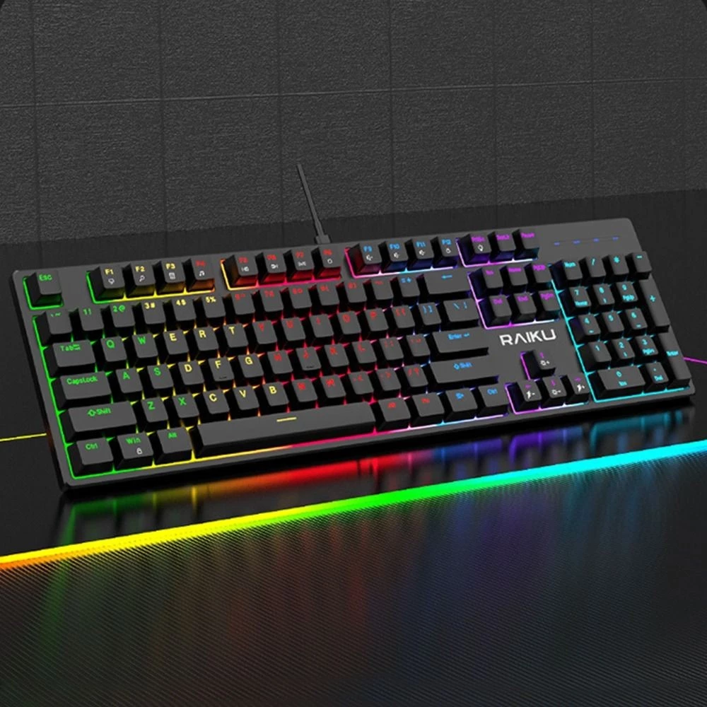 คีย์บอร์ดเกมมิ่ง GORG RAID L3000 มีไฟ 104 คีย์ สวิตช์สีน้ำเงิน thumbnail 9