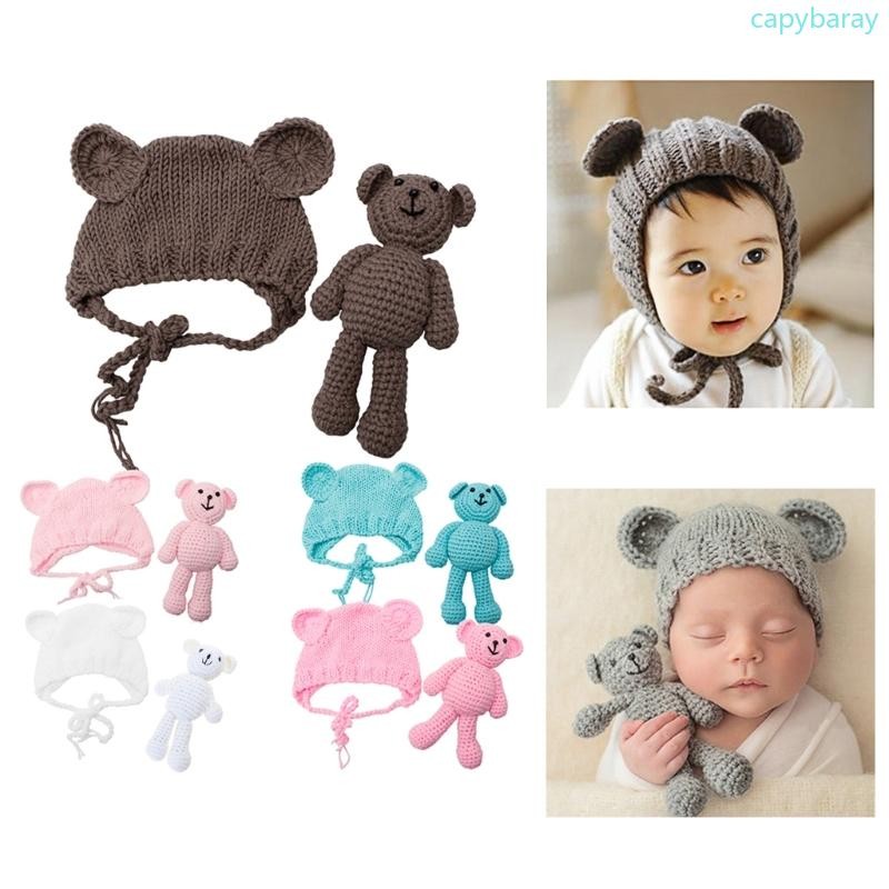 Cpy น่ารัก Babe Born Accesorios ภาพชุดโครเชต์หมวกหมีเด็กผู้หญิงเครื่องแต่งกายหมวกชุด 5 ตัวเลือก