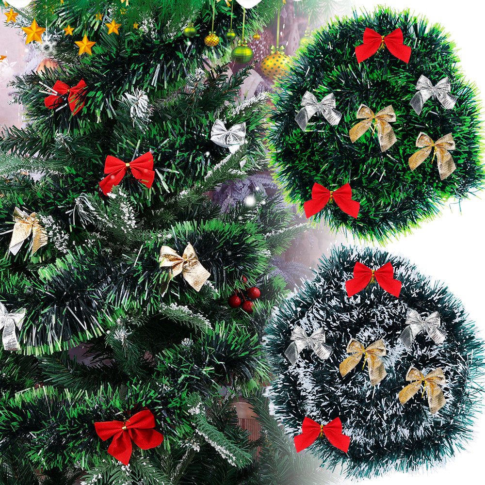 สินค้าตกแต่งคริสต์มาส - 2M คริสต์มาสสีเขียว Cane ริบบิ้นโบว์ - ริบบิ้น Tinsel เครื่องประดับพวงหรีด Pendent - เครื่องประดับแขวนต้นคริสต์มาส - เครื่องประดับสุขสันต์วันคริสต์มาส