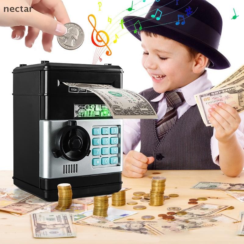 Tar Creative Piggy Bank อัตโนมัติ Mini ปลอดภัยเหรียญเงินสดเก็บเงินกล่องรหัสผ่านเคาน์เตอร์รหัส Key Lock เหรียญ Bank ATM เด็กของขวัญ N