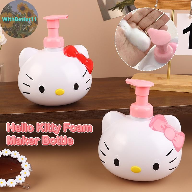 Better 450ml Hello Kitty ขวดเครื่องจ่ายฟอง Sanrio Cat Soap Dispensers สบู่เหลวแชมพูขวดปั๊มอุปกรณ์ห้องน้ํา TH