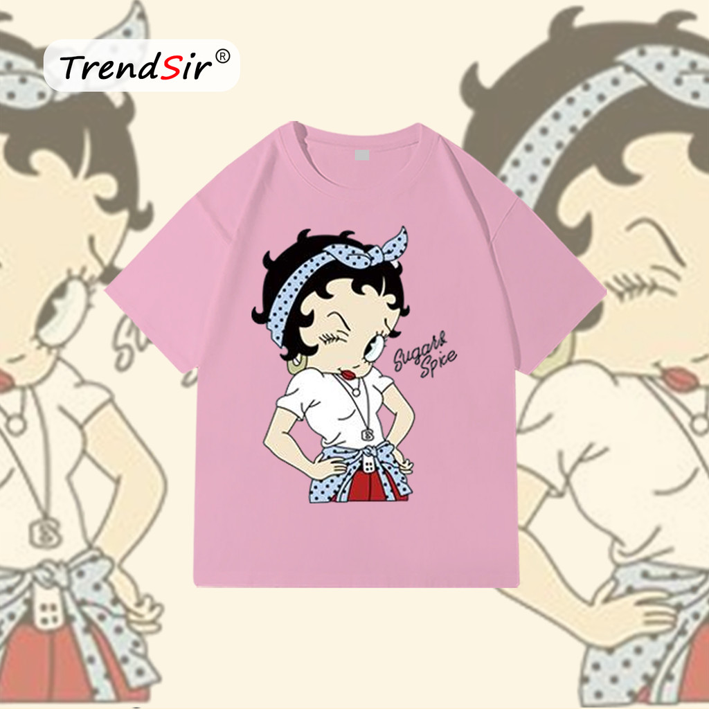 TrendSir NEW เสื้อยืด summer เสื้อยืดเกาหลี betty boop สง่างาม 100%cotton 11สี M-3XL