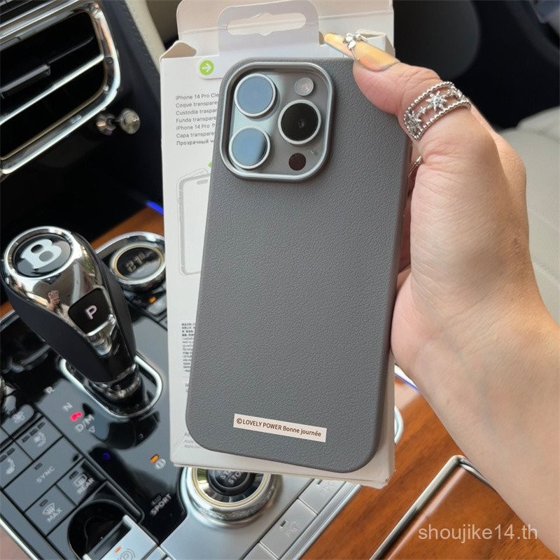 สีเหลืองขิงลายหนังภาษาอังกฤษที่เรียบง่ายเหมาะสำหรับ iPhone 16เคสนิ่ม14/13กรอบโลหะสำหรับ iphone15pro x8qc