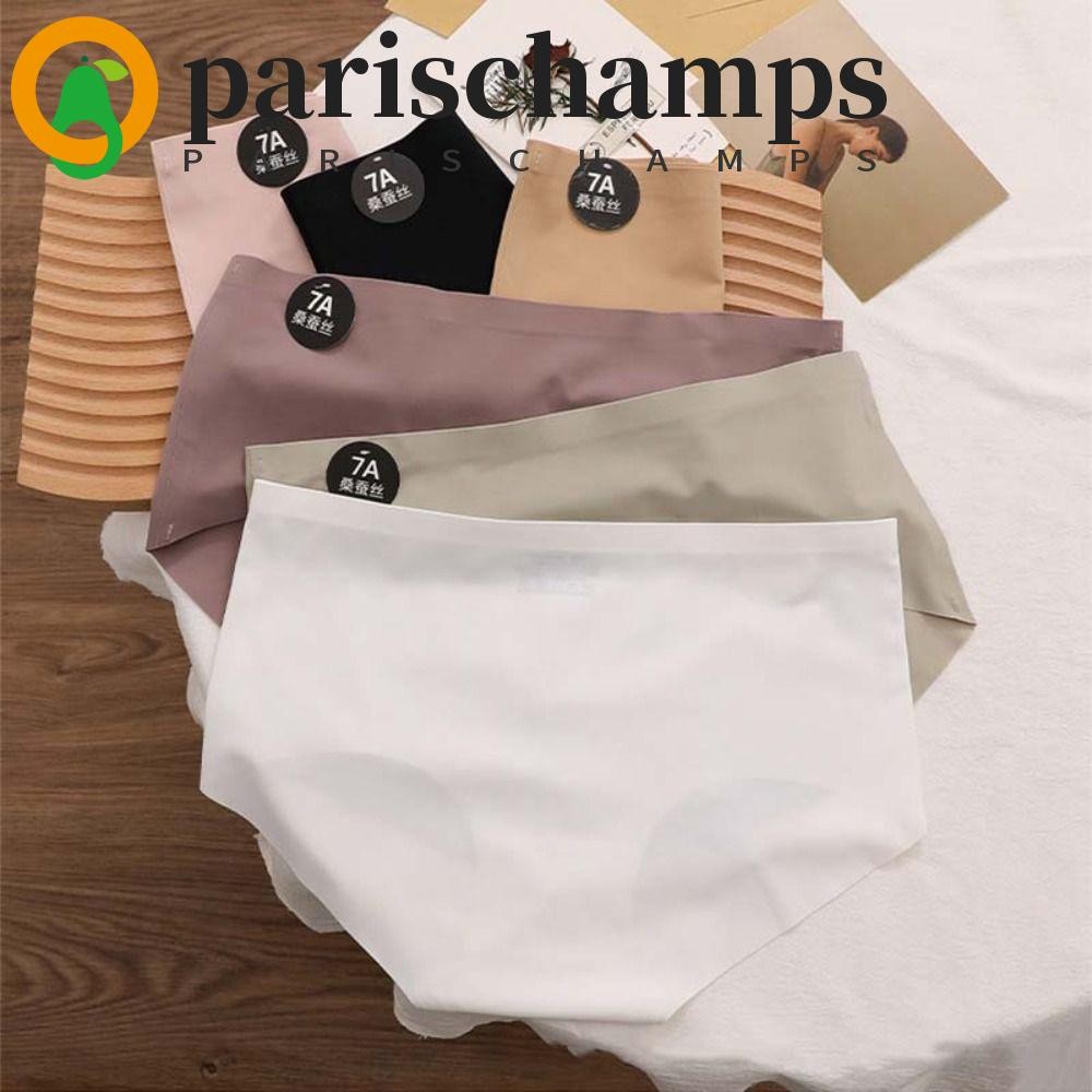Parischamps กางเกงผ้าไหมน้ําแข็งฤดูร้อนของผู้หญิง, เป้าผ้าฝ้ายกลางเอว Simple Solid โยคะกางเกงสามเหลี่ยม, แฟชั่น Traceless บางกางเกงผ้าไหมน้ําแข็งกางเกงไม่มีรอยต่อสาว
