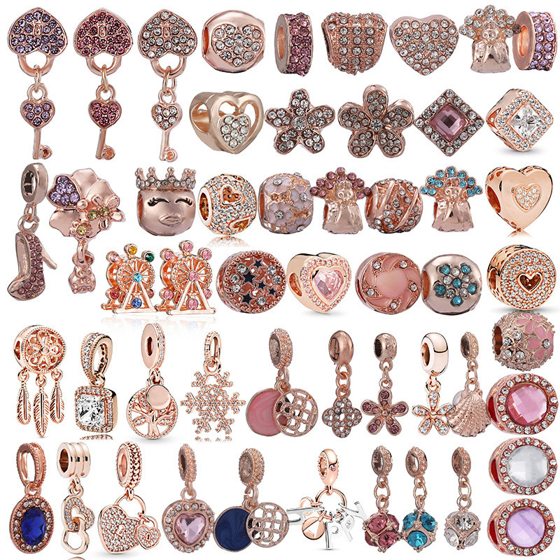 Rose Gold Diy เครื่องประดับลูกปัด Charm