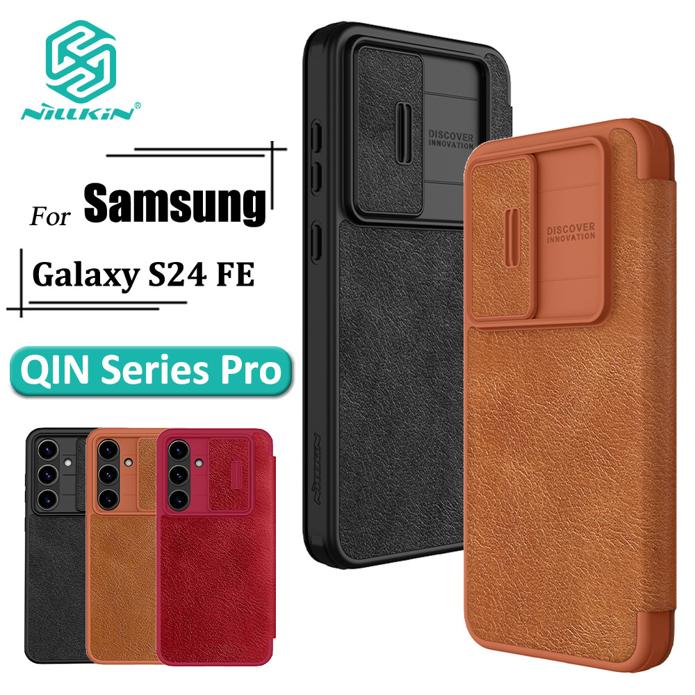 Nillkin Luxury Flip QIN Pro เคสหนัง Samsung Galaxy S24 FE เคสกันกระแทกกล้อง Slider ฝาครอบป้องกันพร้อมที่ใส่การ์ด