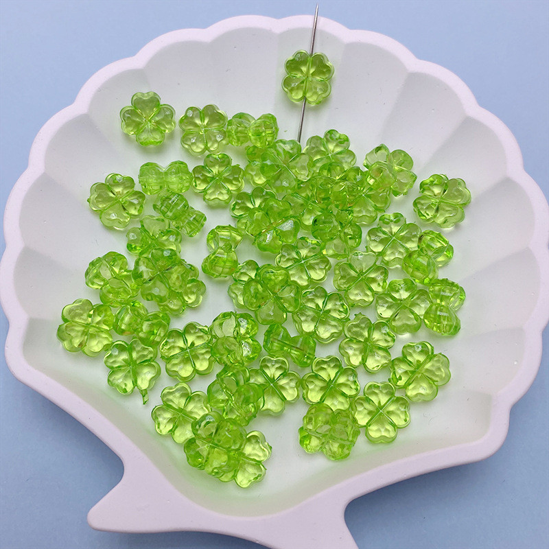 20pcsคริสตัลอะคริลิคใสหลากสีโคลเวอร์สี่ใบแฮนด์เมด DIY ลูกปัดโซ่โทรศัพท์มือถือวัสดุบรรจุภัณฑ์เครื่องประดับลูกปัดโฮมเมด