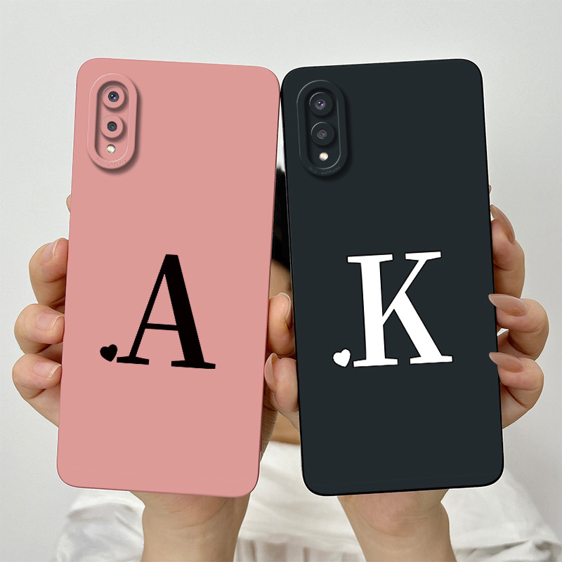 สําหรับ Samsung Galaxy A02 SM-A022F A022G ปลอก Samsung A02 4G น่ารักคู่ตัวอักษรเลนส์ป้องกันกันกระแทกซิลิโคนอ่อนนุ่มเคสโทรศัพท์