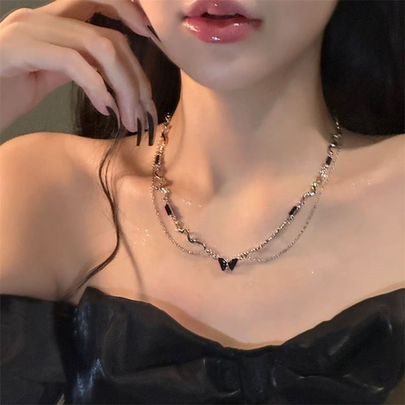 Siner-สร้อยคอโซ่ผีเสื้อสร้อยคอคริสตัลผีเสื้อโกธิคเครื่องประดับที่สวยงามสําหรับแฟนภรรยาแม่