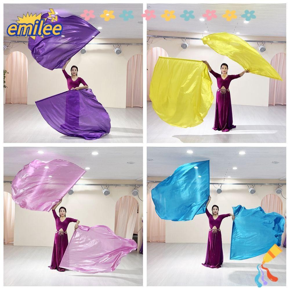 Emilee ธงครึ่งวงกลม,พร้อมกล้องส่องทางไกล Sticks Scalable Rods Belly Dance อุปกรณ์เสริม Props, Dance Party หลากสีน้ําหนักเบาสีสันผ้าพันคอธง