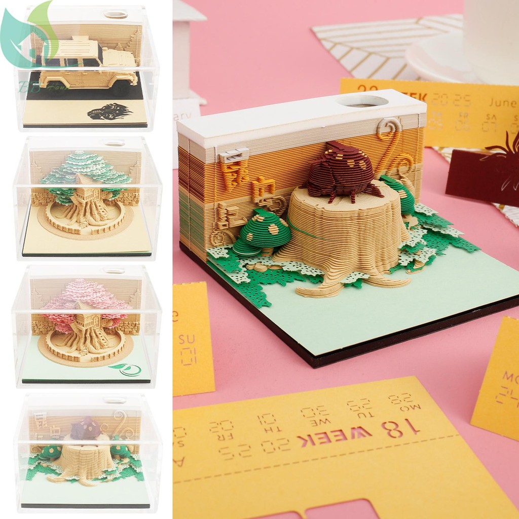 3d ปฏิทินตั้งโต๊ะที่ไม่ซ้ํากัน Creative ปฏิทินกระดาษ Multi-Functional ปฏิทินกระดาษ Notepad ปฏิทินกระดาษที่ถอดออกได้สําหรับของขวัญวันหยุด SHOPQJC3982