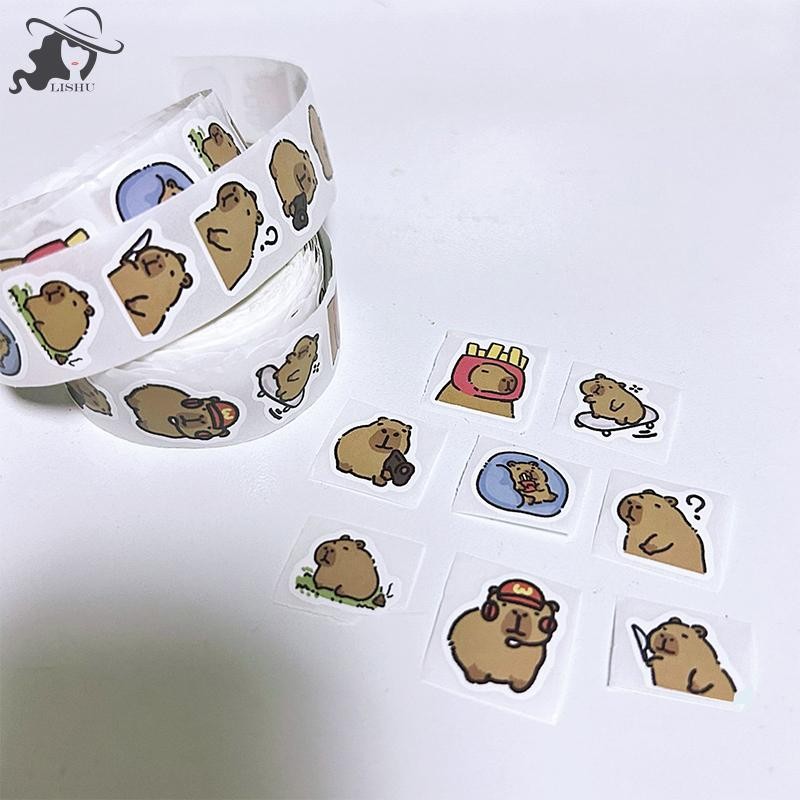 Lishu 500 ชิ้นการ์ตูนน่ารัก Capybara Varied สติกเกอร์ม้วนสําหรับโทรศัพท์หมวกกันน็อคแล็ปท็อปคอมพิวเตอร์ตกแต่ง Graffiti สติกเกอร์ th