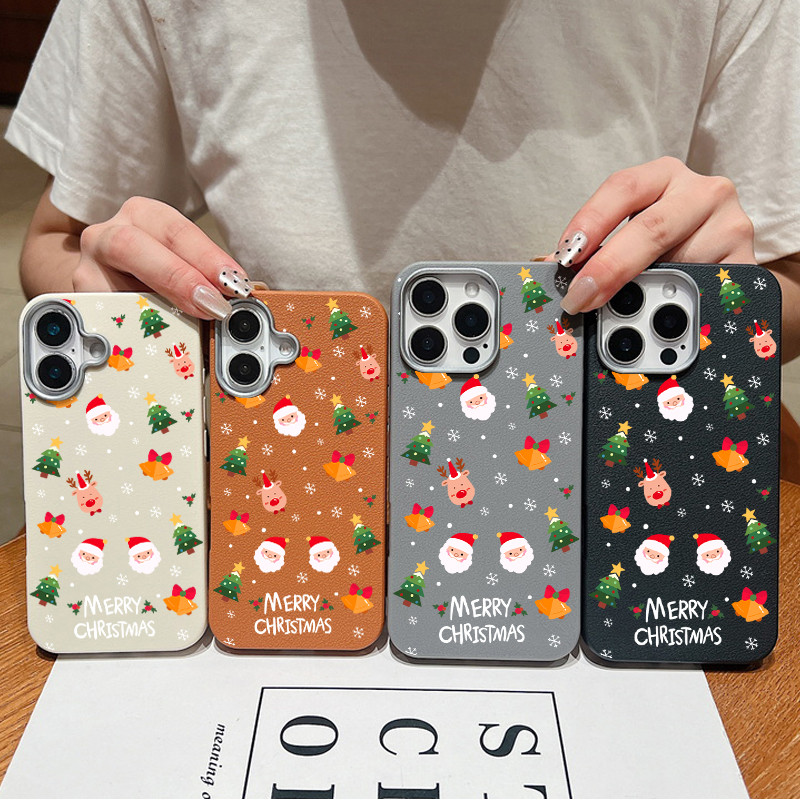 สําหรับ iPhone 15 Pro 14 16 Plus 12 13 Pro Max 11 7/8 การ์ตูน Santa Claus Elk Anti Drop Soft iPhone กรณี