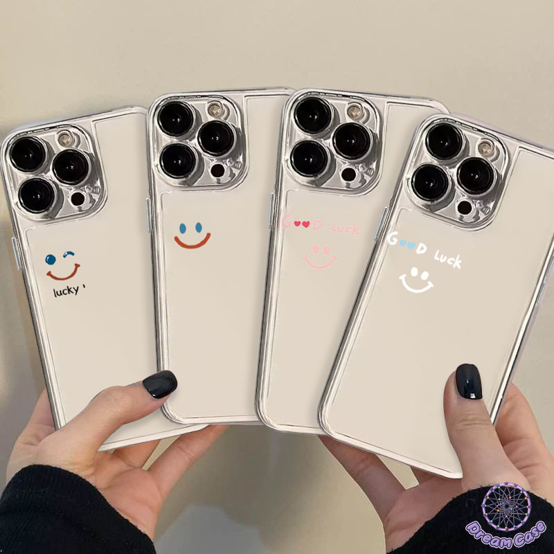 แฟชั่น ที่เรียบง่ายใบหน้ายิ้มคู่โปร่งใสนุ่ม เคส Samsung A15 A06 A52 A05s A14 A05 A50 A35 A13 A03s A51 A32 A30 A55 A03