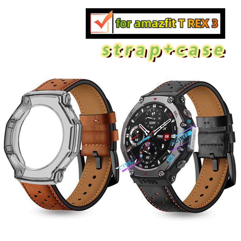 Amazfit T REX 3 สายหนังสําหรับ amazfit T REX 3 T rex3 สายรัดข้อมือกีฬา amazfit T REX 3 กรณีป้องกันหน