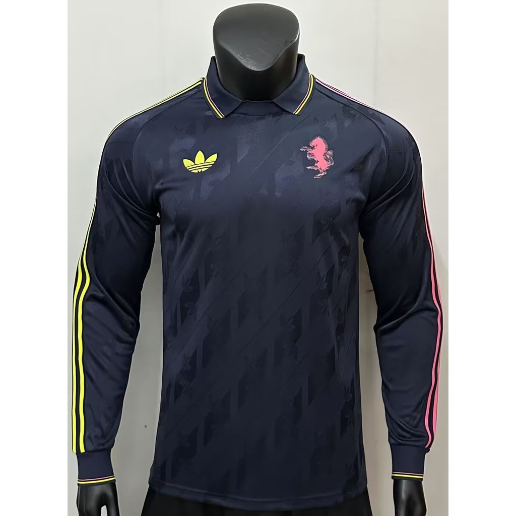 24-25 Juve Casual Retro แขนยาวเสื้อฟุตบอล S-XXL ผู้ใหญ่แขนยาว Quick Dry กีฬาฟุตบอล AAA