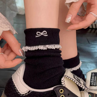 ลูกไม้นัวเนียโบว์ถุงเท้าโลลิต้าบัลเล่ต์สไตล์ข้อมือ เจเค วิทยาลัยสไตล์เกาหลี อิน สไตล์ถุงเท้าผ้าฝ้าย