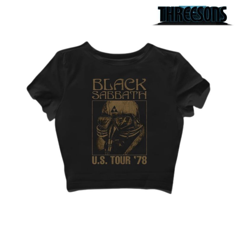 ใหม่ Hitam เสื้อครอป BLACK SABBATH US TOUR 78 | วงดนตรีโลหะเพลงร็อค | Grunge Grunge Grunge Grunge Gr