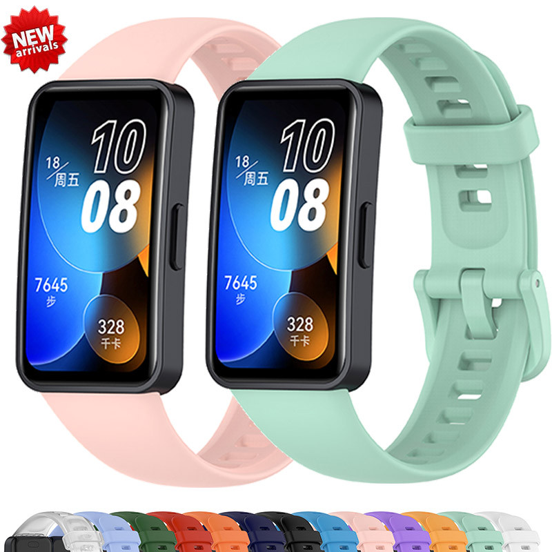 สายซิลิโคนสีใช้งานร่วมกับสําหรับ Huawei Band 8/9 อุปกรณ์เสริม SmartWatch เปลี่ยนสายนาฬิกาสายรัดข้อมือซิลิโคน correa สร้อยข้อมือสําหรับ Huawei Band 8/9