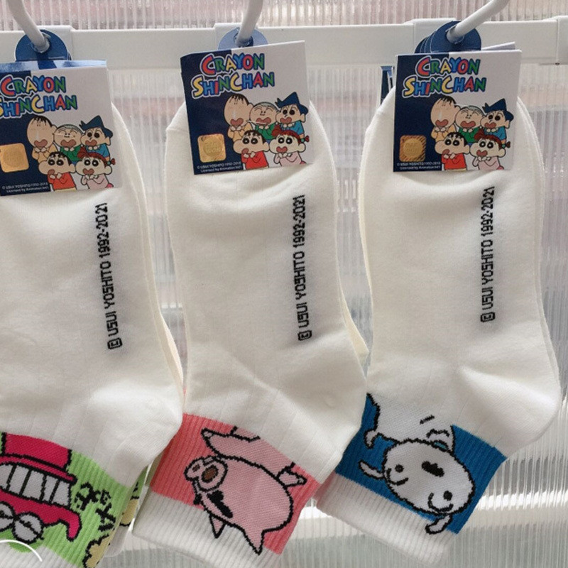 การ์ตูนสีขาวอะนิเมะเกาหลีทงแดมุนน่ารักญี่ปุ่นชินจังถุงเท้าสาวกลางหลอด