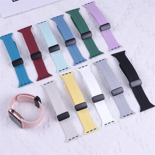 สายซิลิโคนแม่เหล็ก PC สำหรับ for Apple Watch 40 42 46 45 38 มม.ป้องกันหน้าจอสำหรับ for IWatch series 11 10 9 8 7 6 SE 3