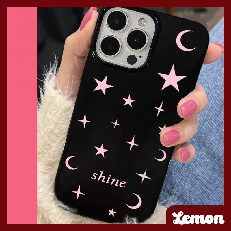 Lemon - เคสโทรศัพท์มือถือ TPU นิ่ม ลายดาวสีชมพู แวววาว สําหรับ Iphone y2k 14pro 14promax 13 13pro 13promax 11 12 12pro 12promax XR XSMAX 7P 8P