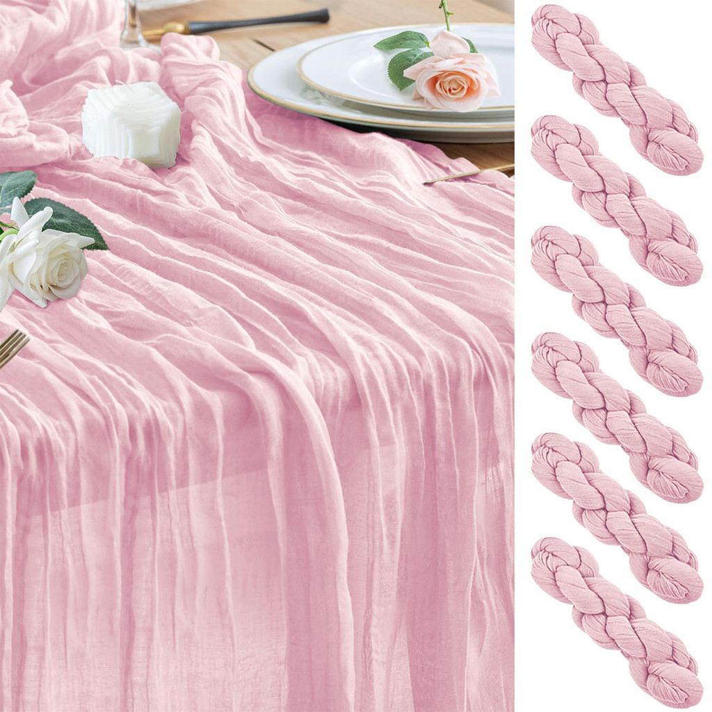 Cheesecloth ผ้ากอซ Boho Runner สําหรับโต๊ะปาร์ตี้ยาว Rustic Sheer สําหรับงานแต่งงาน อีสเตอร์ เด็กเจ้าสาว