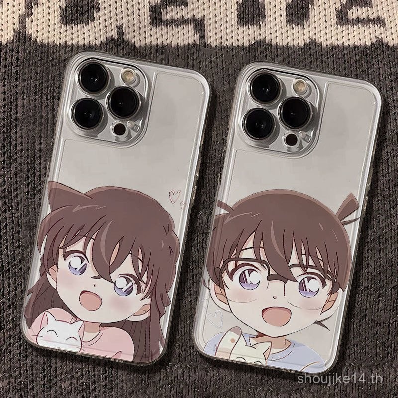 โคนันเสี่ยวหลานคู่รักเคสโทรศัพท์อวกาศสำหรับ iPhone 16โปร่งใส iPhone 14 1512pro pdls