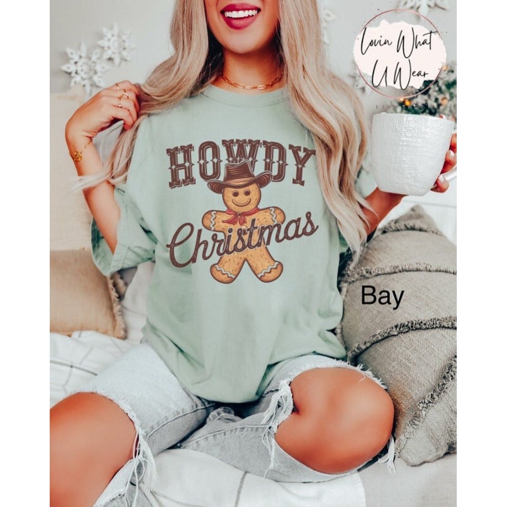 Comfort Colors Western Christmas Shirt Gingerbread Man T-Shirt Howdy Christmas TShirt Cowboy Christm